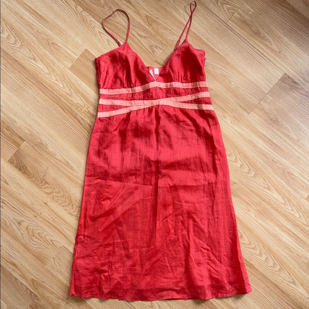 Maeve Coral Orange Sleeveless Dress Size 10 Summer Cotton Anthropologie y2k